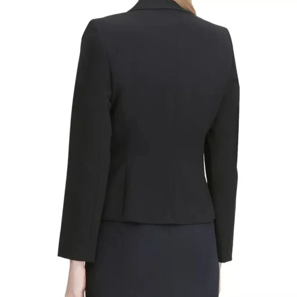 Calvin Klein Womens Solid Two Button Blazer Jacket Black
